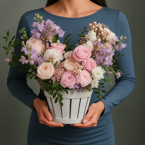 Цветы в корзине